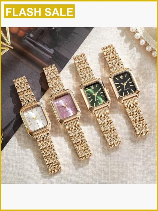 Quartz Steel Strap Square Wrist Watch Casual Simple Fashion